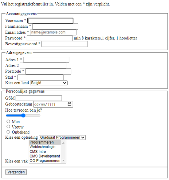 Opdracht form Chrome